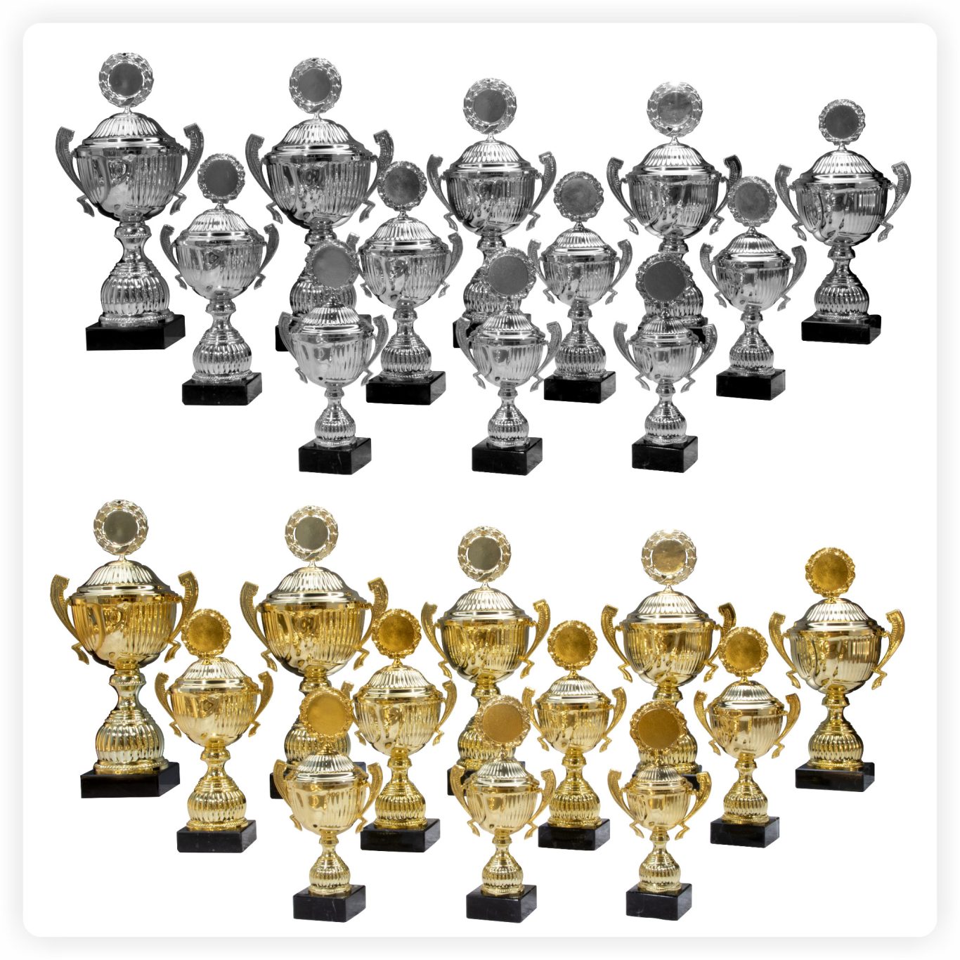 Pokal Großserie Große Serie klassischer Pokale in Gold und Silber in verschiedenen Größen