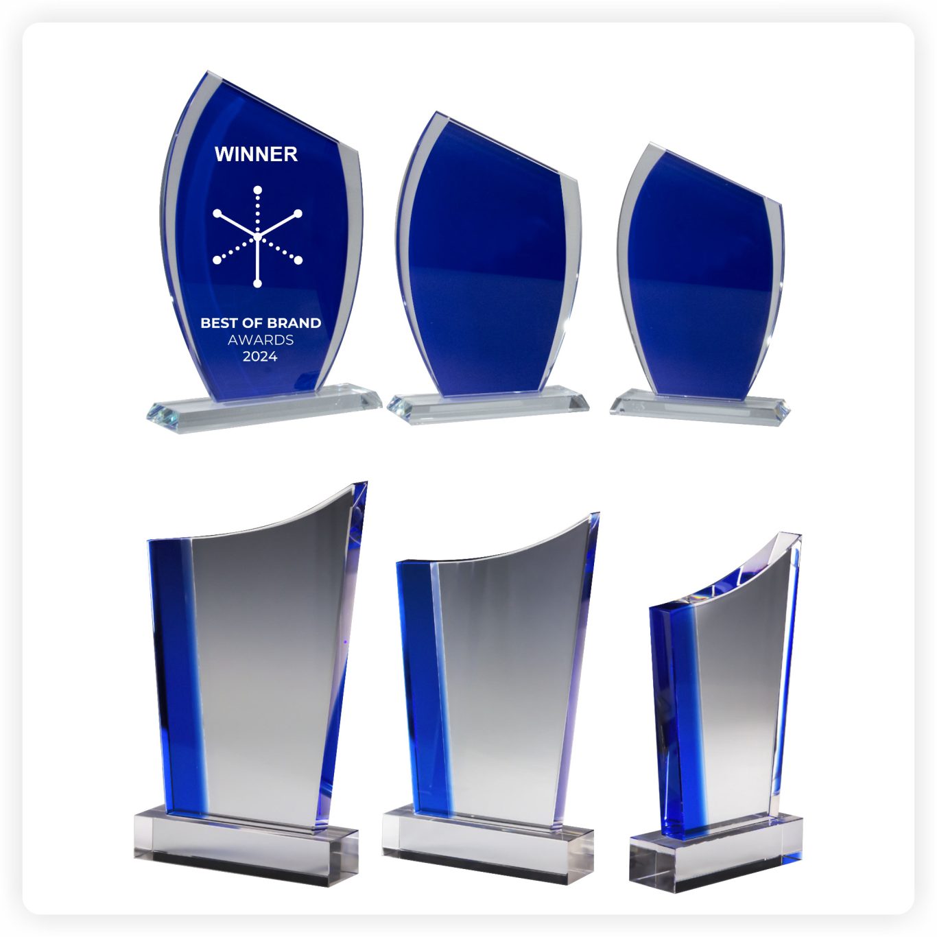 Glas Award und Kristalltrophäe für Firmen und Business Auszeichnungen Blaue Glas Awards und Kristalltrophäen für Firmenauszeichnungen und Business Events