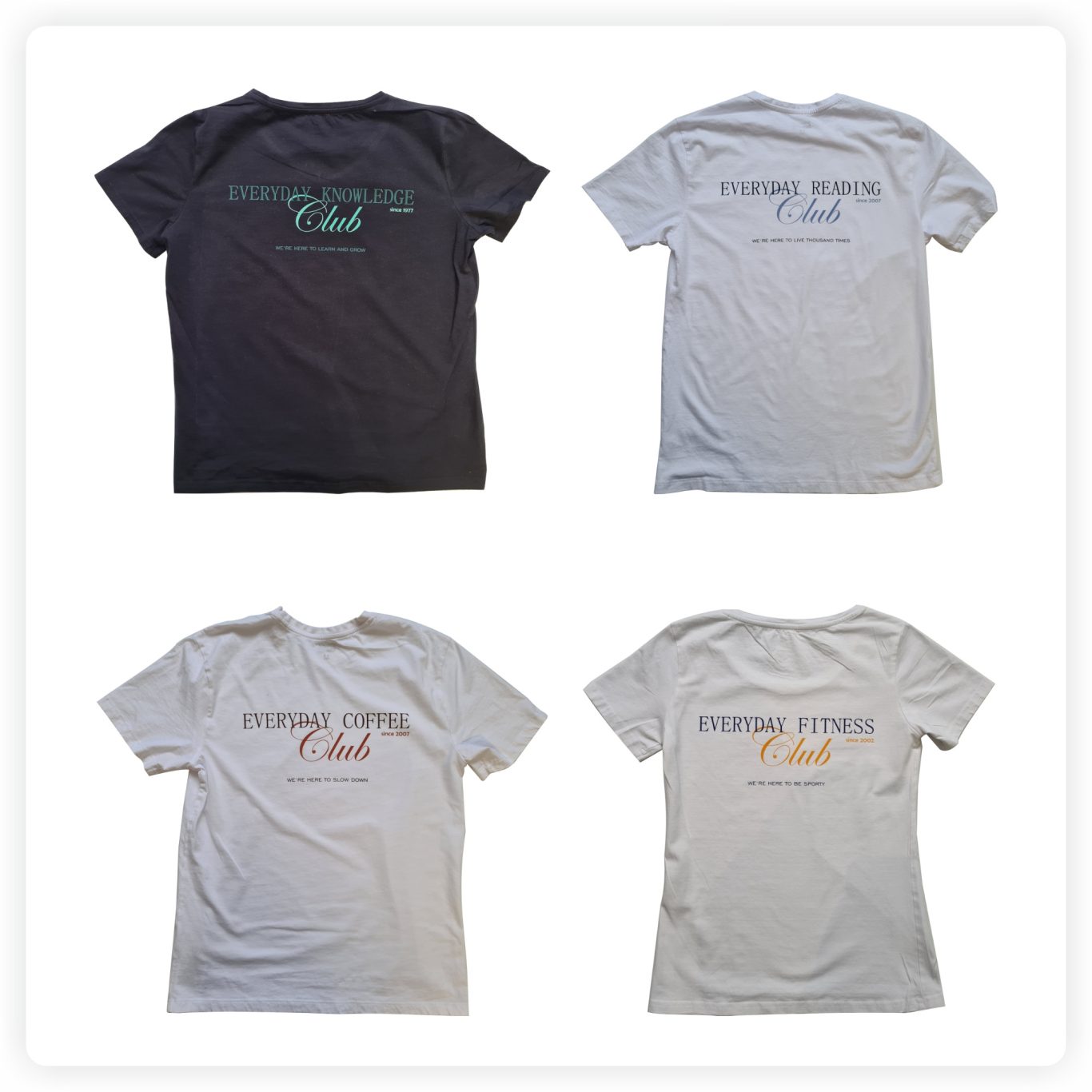 Lifestyle-Shirts T-Shirts mit individuellen Rückenmotiven und Schriftzügen in verschiedenen Designs für Freizeit und Gruppen.