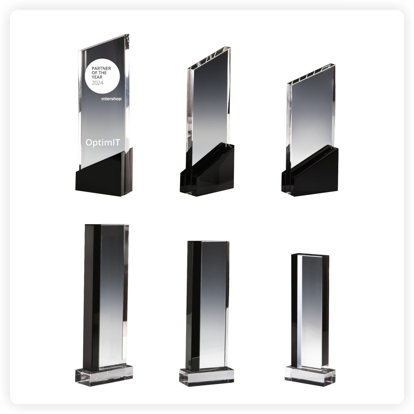 Kristallglas Award Schwarz – exklusiver Business Award Exklusive Kristallglas Trophäe mit schwarzem Sockel und individueller Gravur für Firmenauszeichnungen