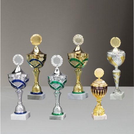 Hochwertige Pokalserien in verschiedenen Größen und Farben aus Metall für Sportturniere und Ehrungen