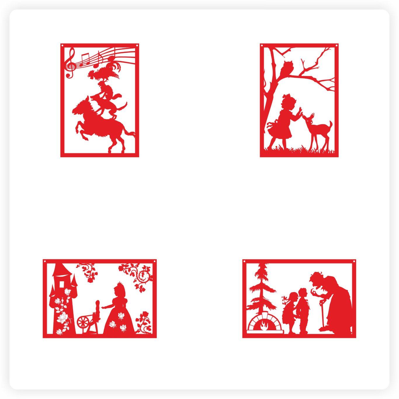 Sonnenfänger Märchen Sonnenfänger mit Märchenmotiven wie Bremer Stadtmusikanten und Rotkäppchen gelasert