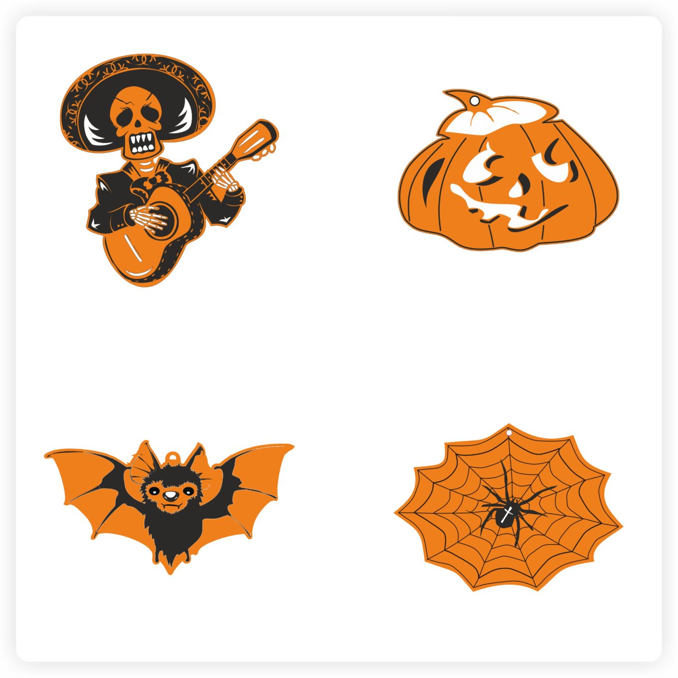 Sonnenfänger Halloween Sonnenfänger Halloween Motive farbig gedruckt mit Hexe, Kürbis und Fledermaus