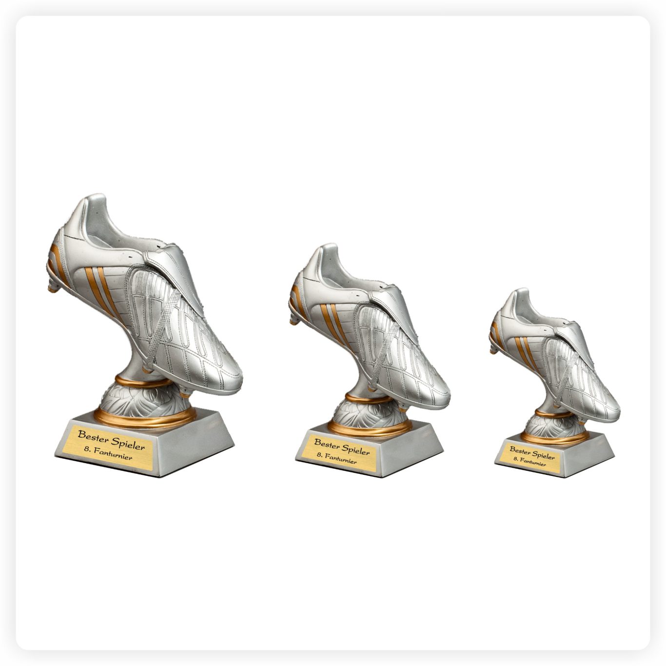 Resinfigur Fußballschuhe Resinfigur mit Fußballschuhen in unterschiedlichen Größen mit Gravurschild