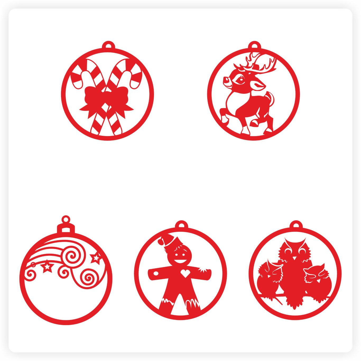 Sonnenfänger Weihnachtskugeln Motive Sonnenfänger Kugeln mit Zuckerstangen, Lebkuchenmann und Sternen gelasert