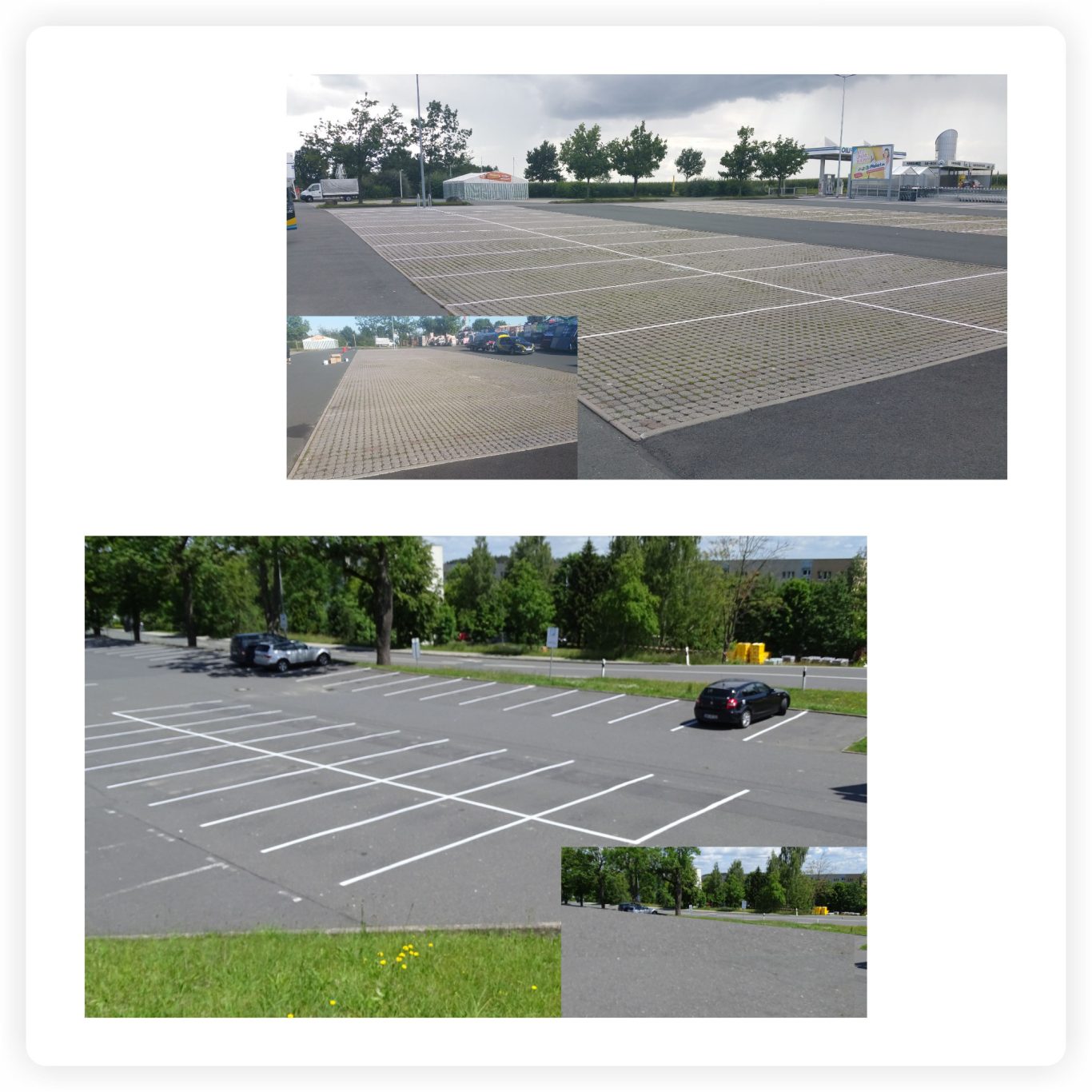 Parkplatzmarkierung in Bad Lobenstein Große Parkflächen mit weißen Parkplatz- und Stellplatzmarkierungen in Bad Lobenstein