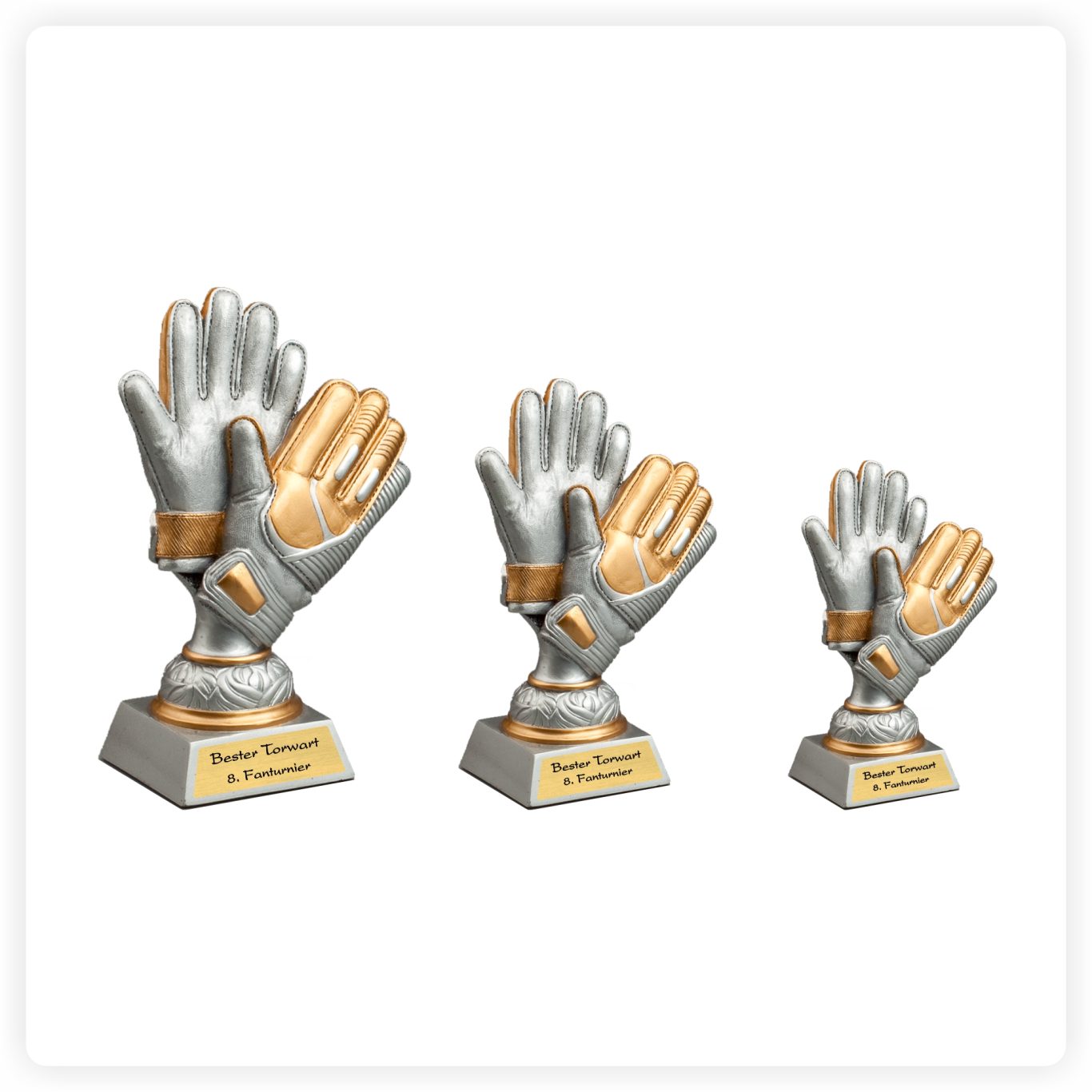 Resinfigur Torwarthandschuhe Resinfigur mit Torwarthandschuhen in verschiedenen Größen mit Gravurschild am Sockel