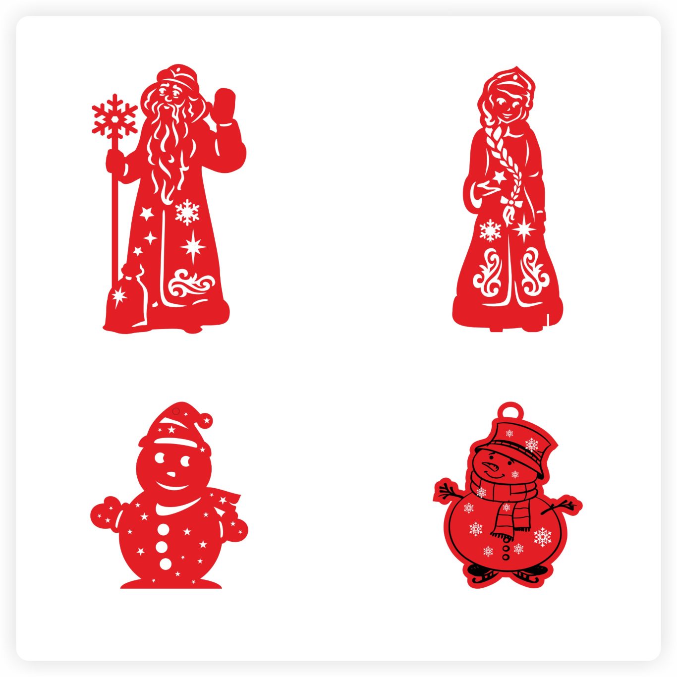 Sonnenfänger Weihnachten Sonnenfänger Weihnachtsmotive mit Nikolaus und Schneemann gelasert