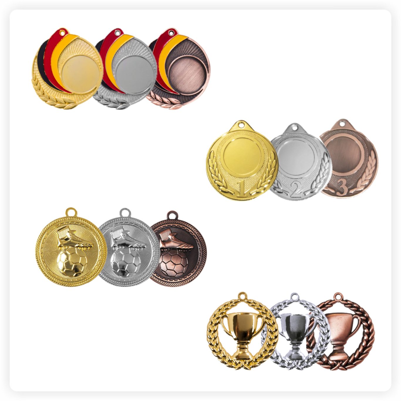 Turniermedaillen 50 mm – Gold Silber Bronze Kleine Sportmedaillen in Gold, Silber und Bronze für Wettbewerbe