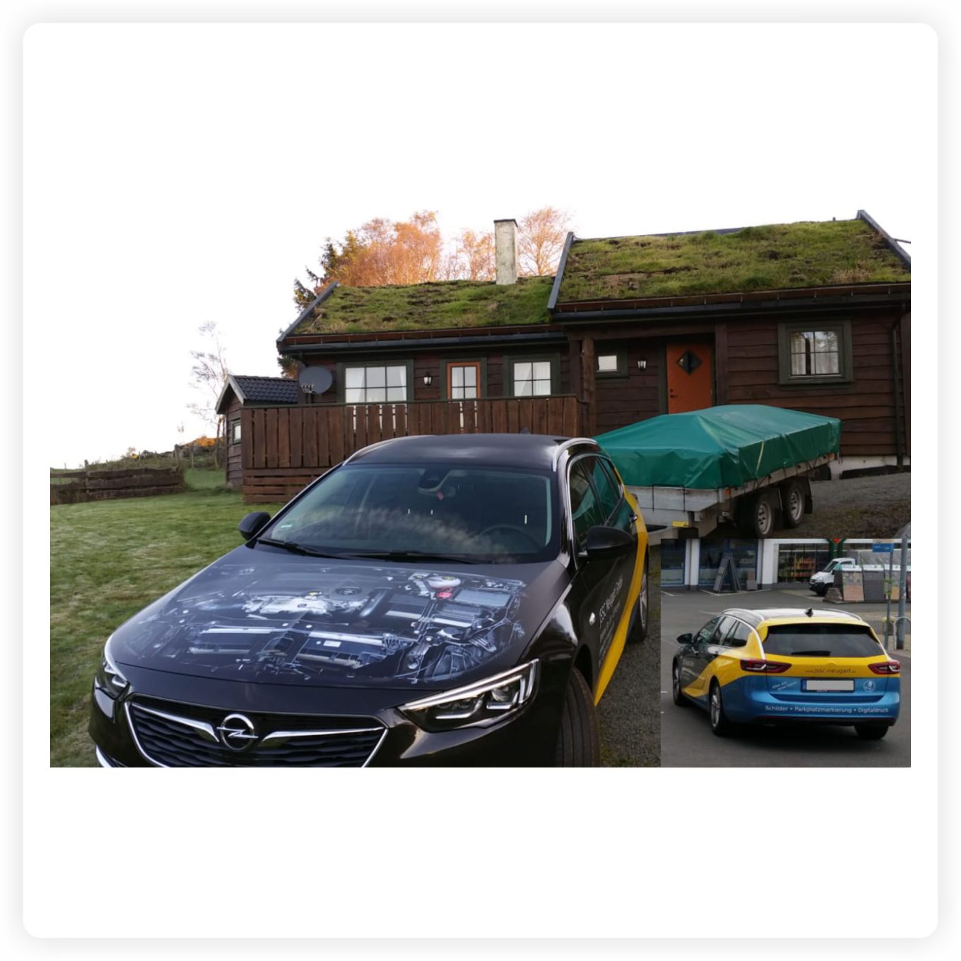 JSSC Firmenfahrzeug 2018–2021 JSSC Firmenfahrzeug 2018–2021 mit individueller Folierung und auf die Motorhaube gedrucktem Foto des eigenen Motorraums
