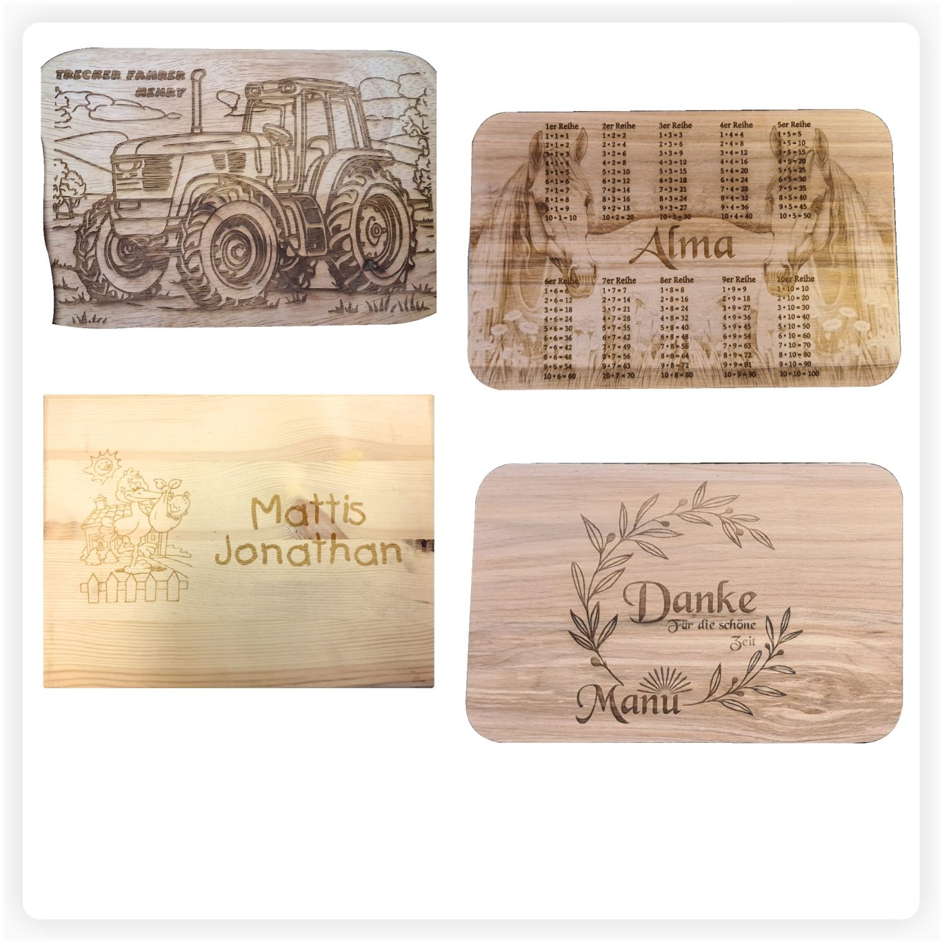 Schneidbrett Kinder Holz-Schneidebretter mit individueller Lasergravur für Kinder, Familie und persönliche Geschenkideen