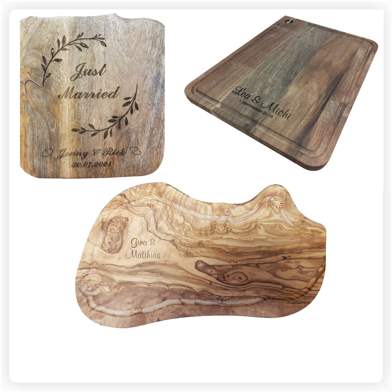Schneidbrett Hochzeit Große Schneidebretter aus Holz mit individueller Lasergravur als Hochzeitsgeschenk