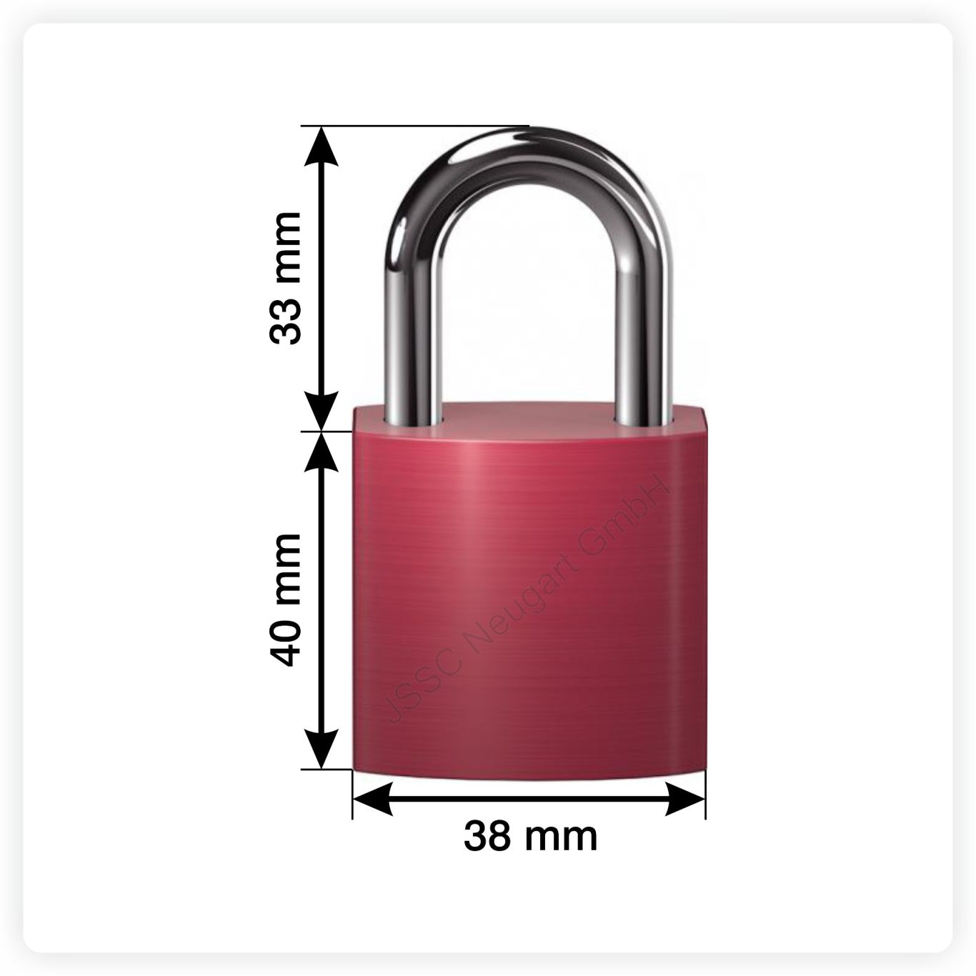 Liebesschloss Maße Maßzeichnung eines Liebesschlosses mit Breite, Höhe und Bügelhöhe