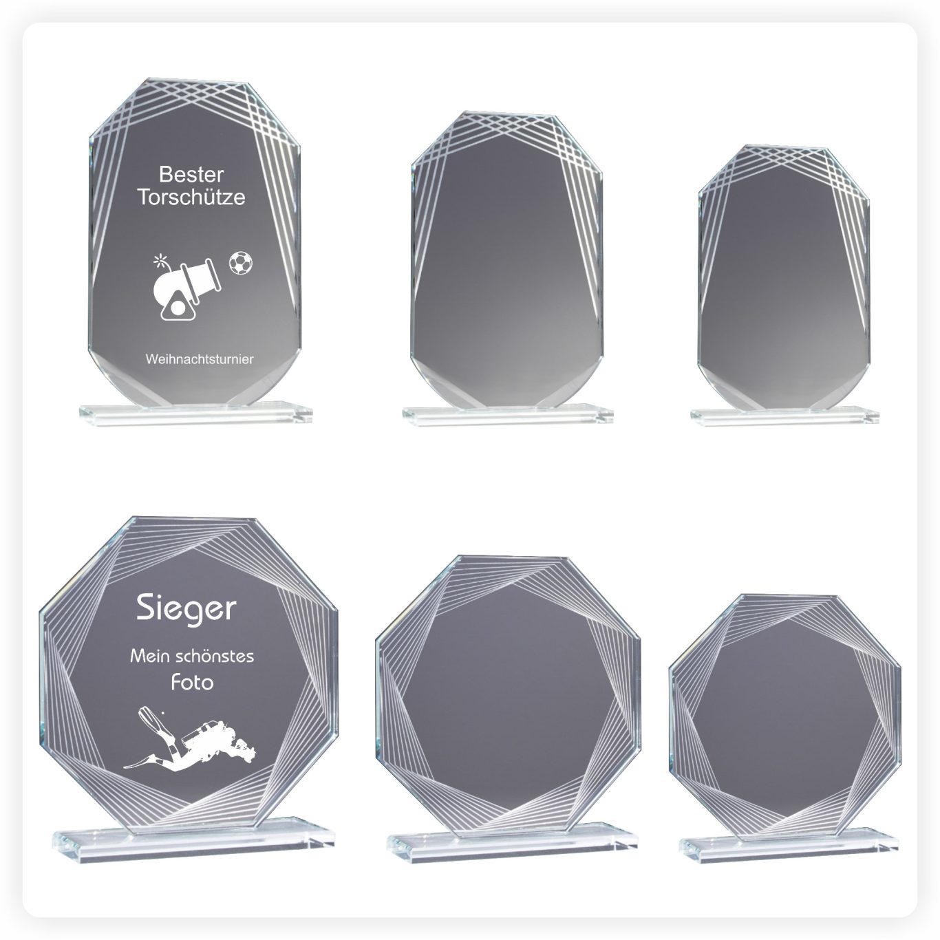 Glaspokale String-Art Design Glaspokale im String-Art Design in zwei Formvarianten mit individueller Gravur