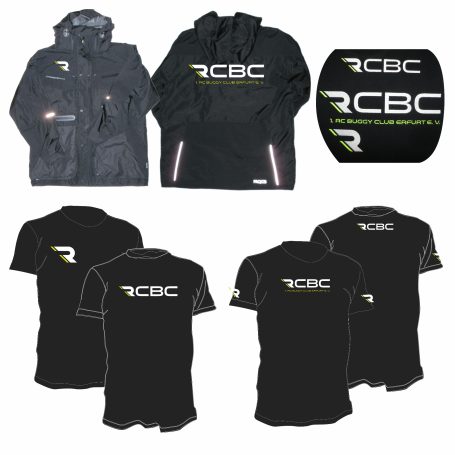 Vereinsbekleidung für den RC Buggy Club Erfurt mit Logo-Stickerei und Anstick.